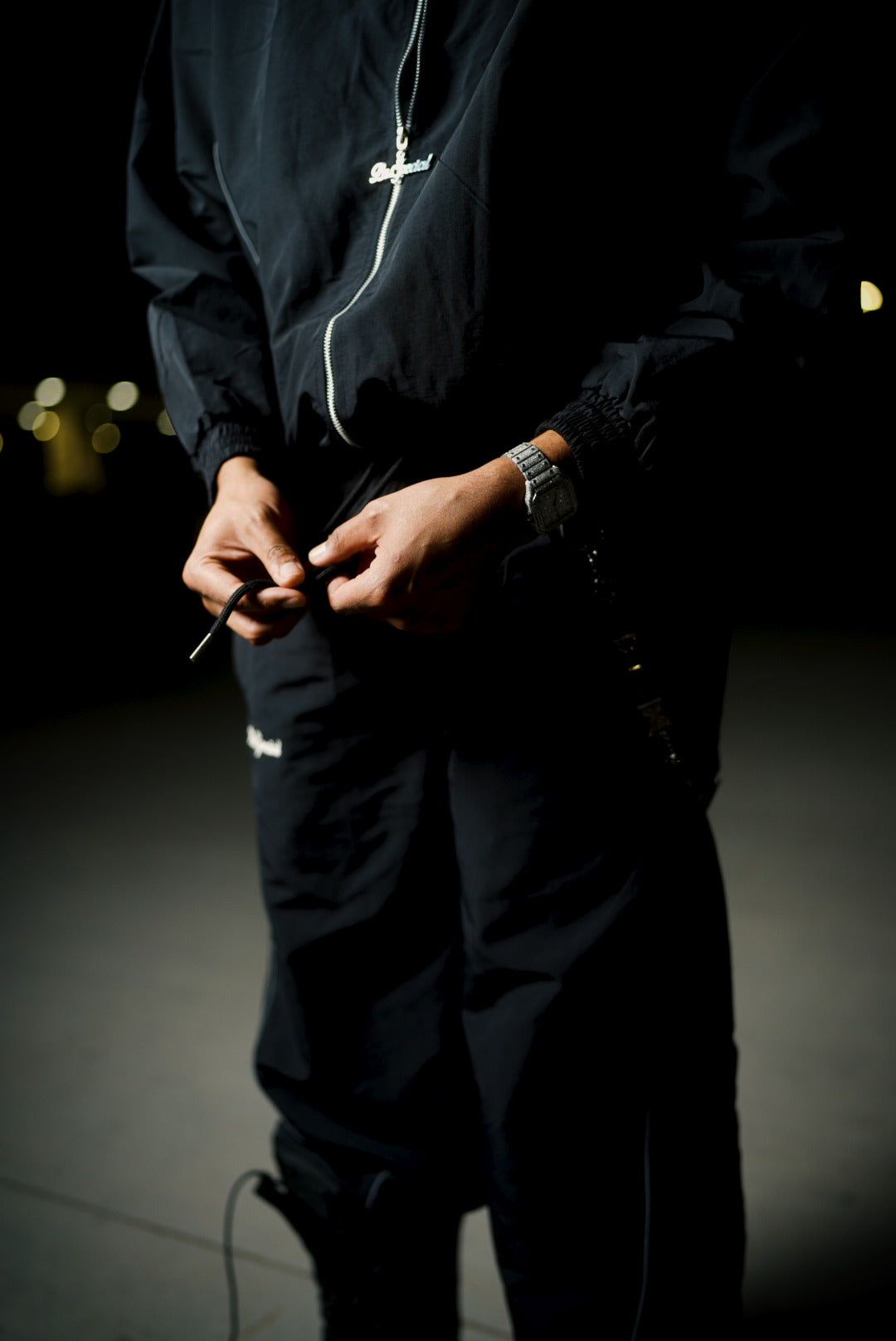 Off The Clock Black Nylon Pants