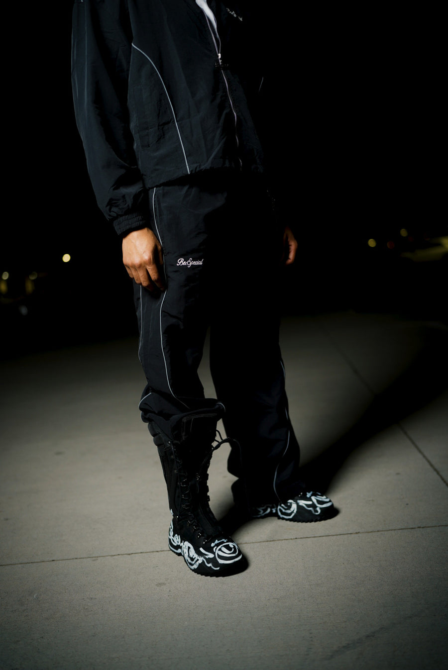Off The Clock Black Nylon Pants
