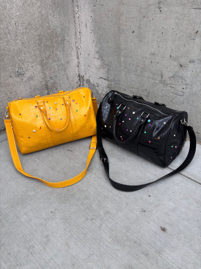 Leather Rhinestone Duffle