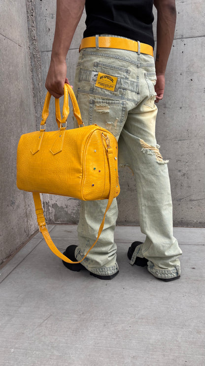 Leather Rhinestone Duffle