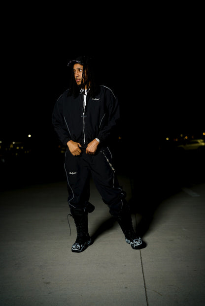 Off The Clock Black Nylon Pants