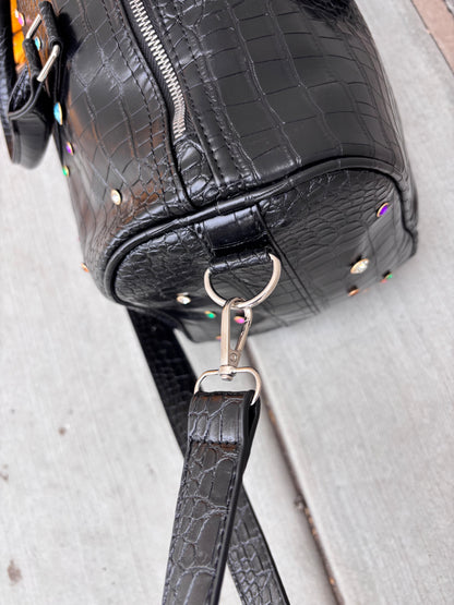 Leather Rhinestone Duffle