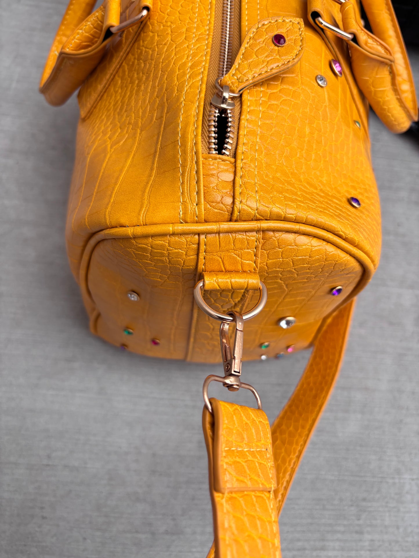 Leather Rhinestone Duffle