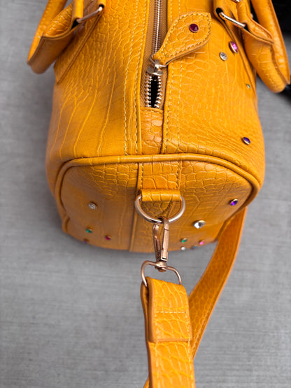 Leather Rhinestone Duffle