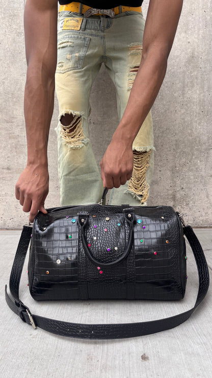 Leather Rhinestone Duffle
