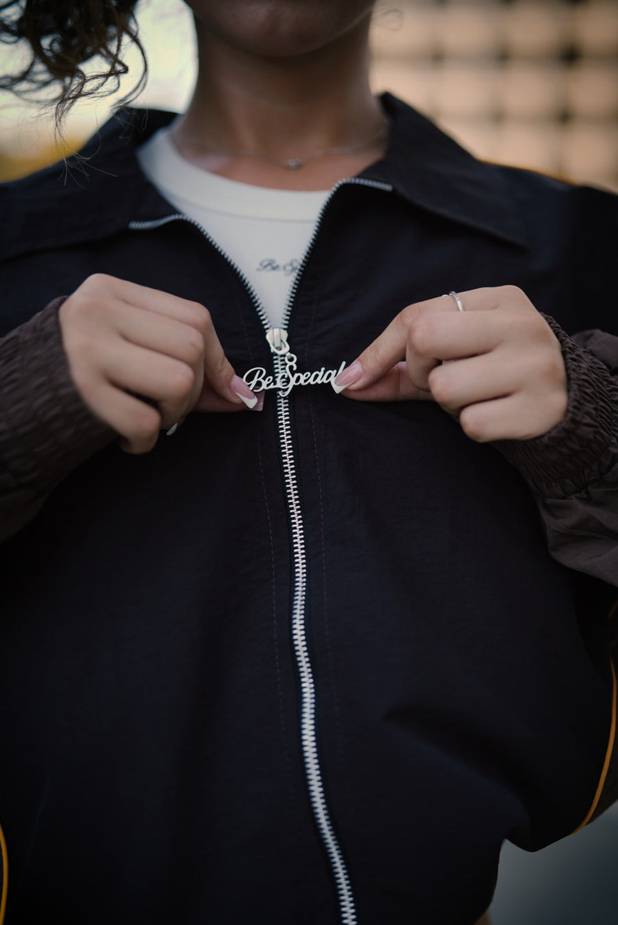 Off The Clock Mocha Nylon Jacket