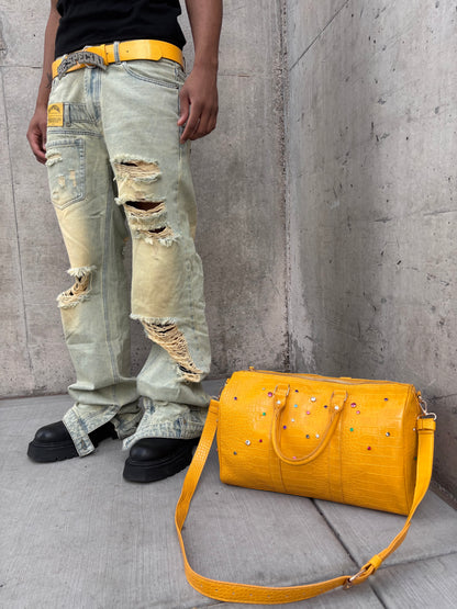 Leather Rhinestone Duffle