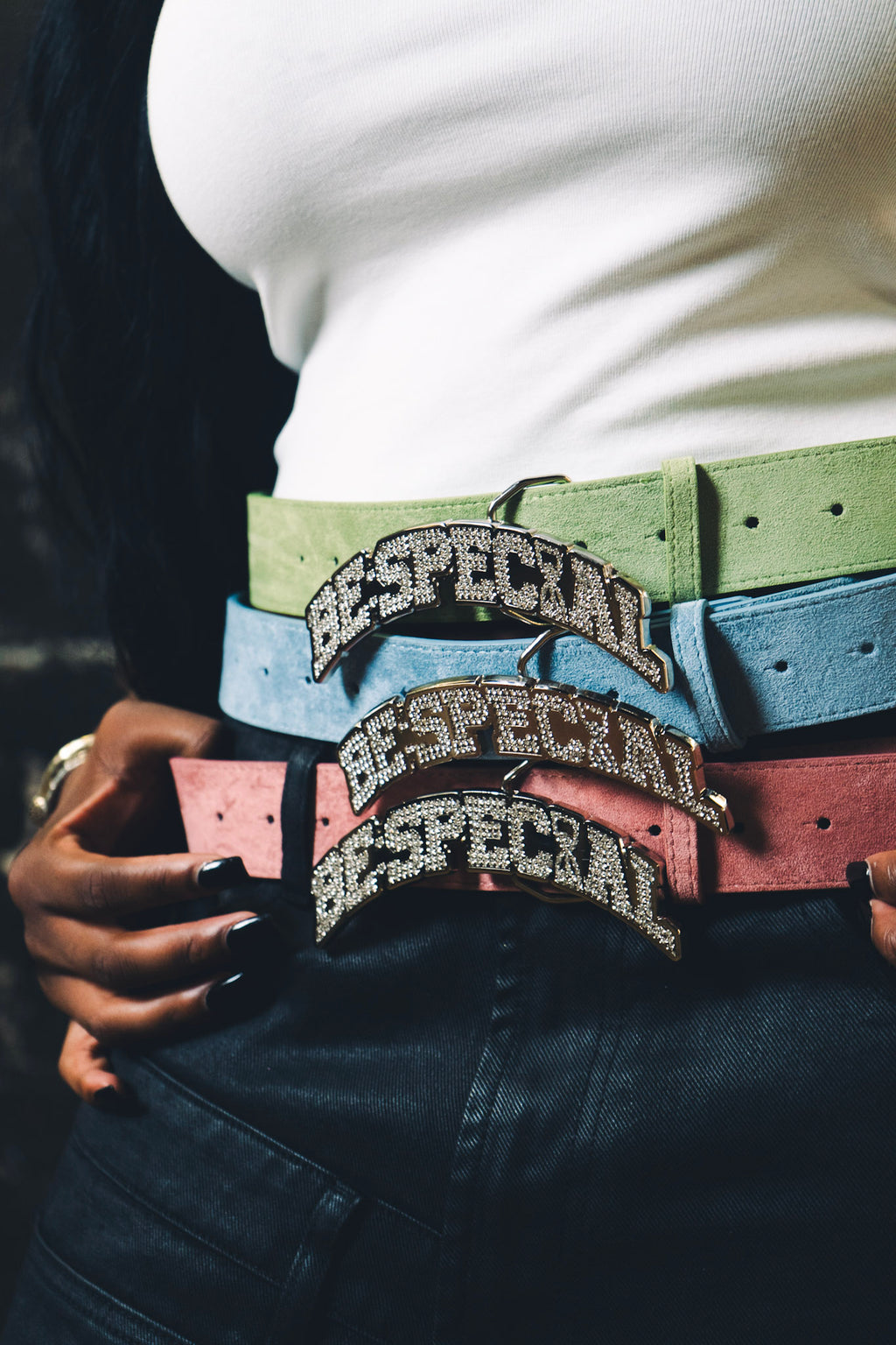 Rhinestone Suede Belt